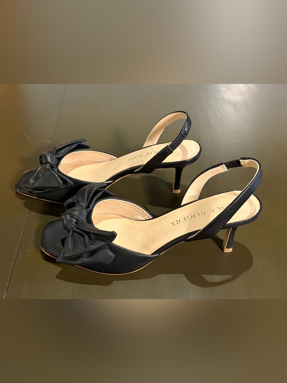 Jack Rogers Black Knot Slingback Kitten Heels - Picture 3 of 5